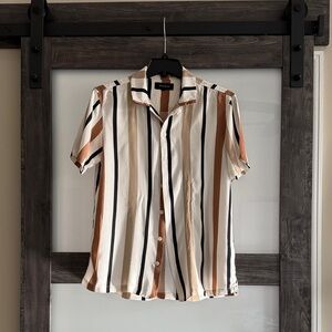 PacSun Brown and White Striped Shirt